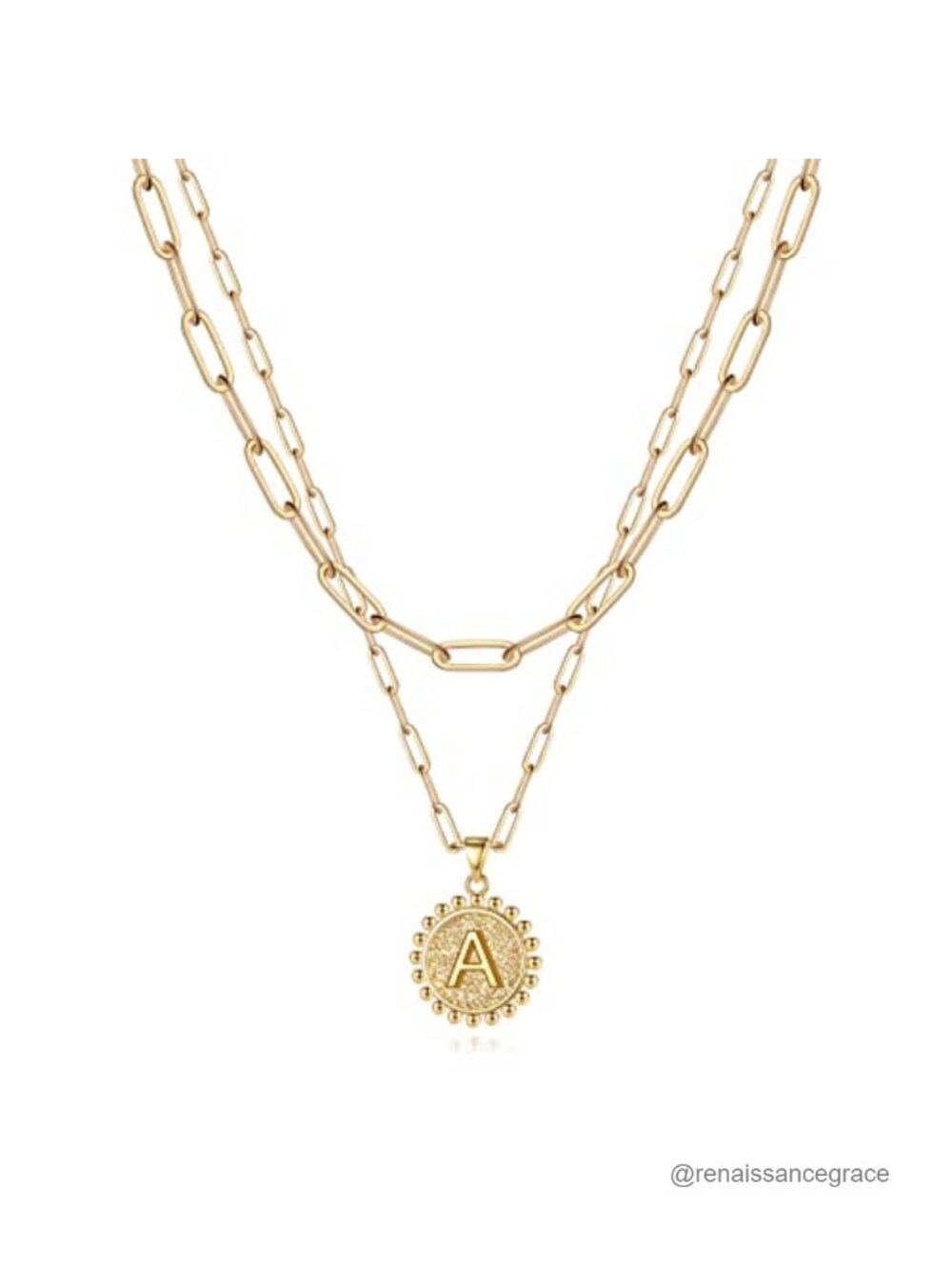 Gold Plated Layered Initial Necklace for Women, Dainty Letter Necklace